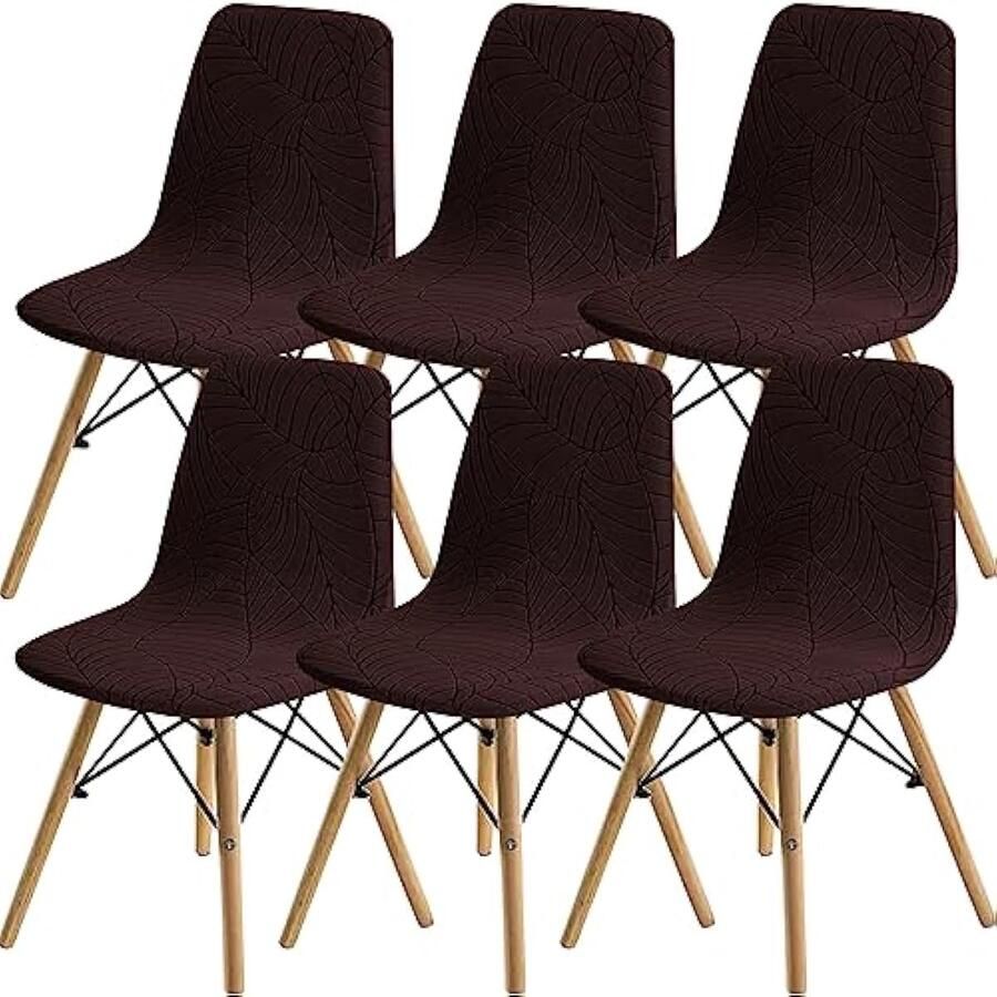 Universele eetkamerstoelset 2 4 6 moderne eetkamerstoelen met inklapbaar met antislip – bruin