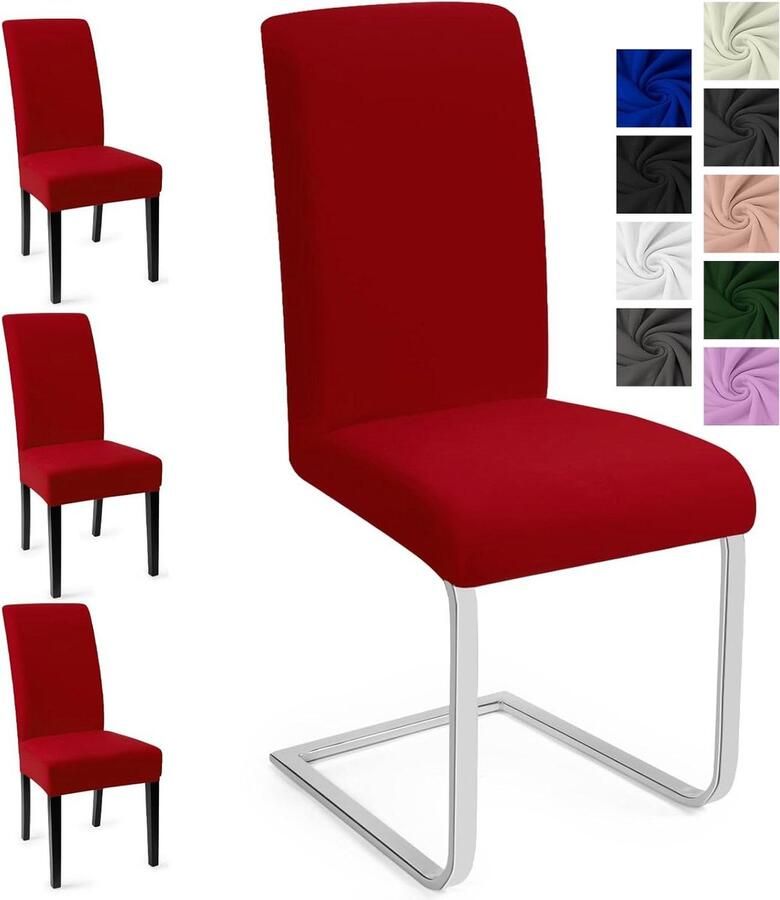 Universele Eetstoelhoezen Set van 4 Stretch Stoelhoes Moderne Stoelovertrek Afneembare Wasbare Eetkamerstoelhoezen Rood Bruiloft Huis Eetkamer Hotel