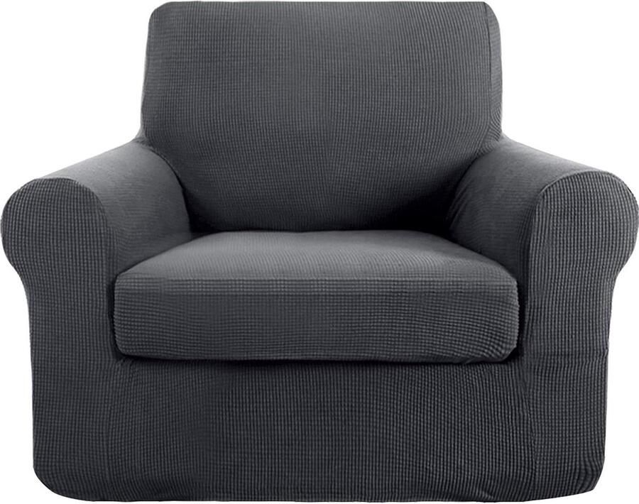 Universele elastische bankhoes rekbaar voor 1-zits fauteuil antraciet