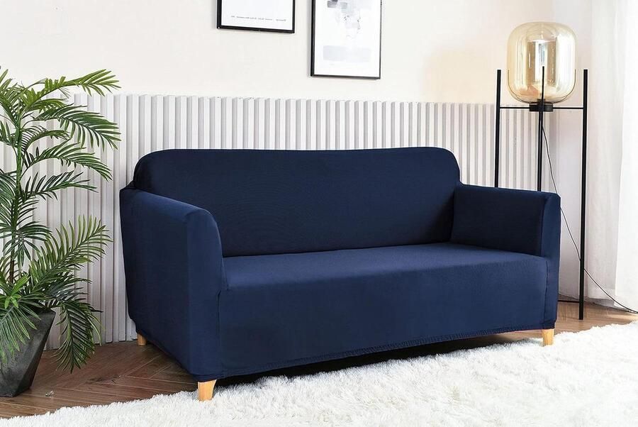 Universele elastische bankhoes stretch 2-zits (120-170 cm) blauw