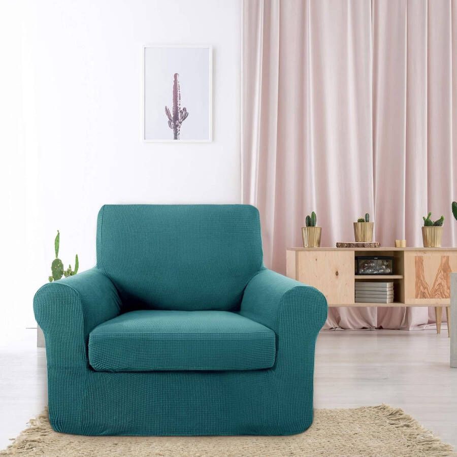 Universele Elastische Bankhoes Stretch Bankoverstrek met Armleuning Sofa Cover voor Woonkamer Fauteuil 1 zit 80-120 cm Turquoise