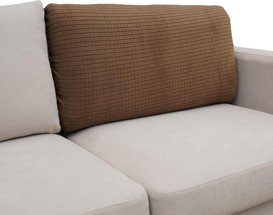 Universele Elastische Hoes voor Bank- en Rugkussens in Lichtbruin 3-Zitsbank Bescherming