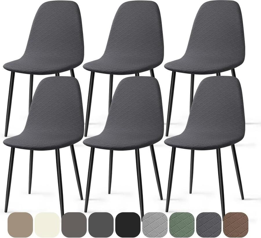 Universele Elastische Stoelhoezen 6 Stuks Jacquard Eetstoelhoezen Voor Armloze Stoelen