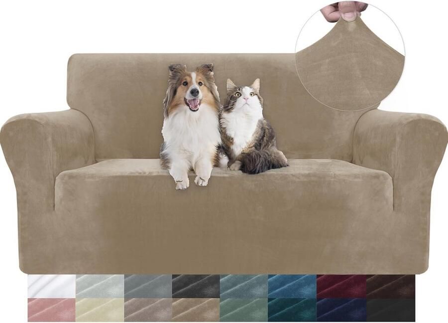 Universele Fluwelen Bankhoes 2 Zits Elastische Sofahoes voor Woonkamer Krasbestendig en Geschikt voor Huisdieren