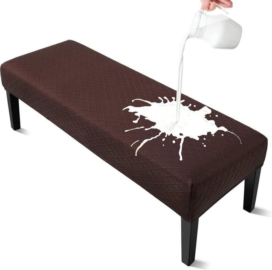 Universele hoes voor eetkamerbank elastische stretch stoelhoezen jacquard eetkamerbank afneembare hoes voor eetkamerstoel (pure koffie)