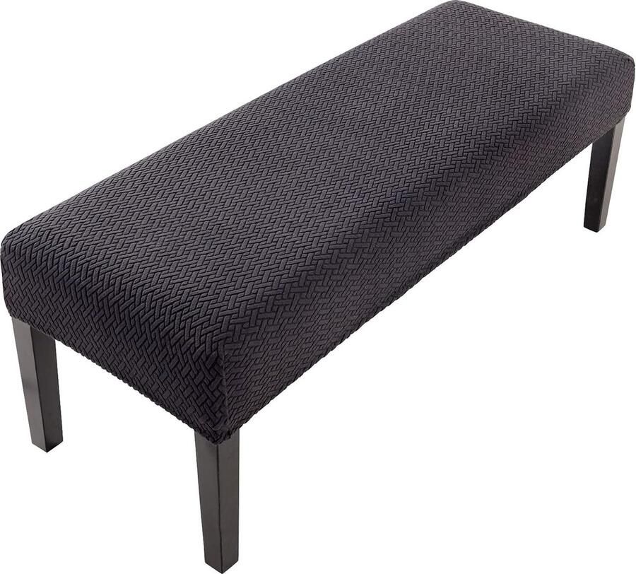 Universele hoes voor eetkamerbank elastische stretchstoelhoezen jacquard eetkamerbankhoes voor eetkamer afneembare hoes voor eetkamerstoel eetkamer (pikzwart)