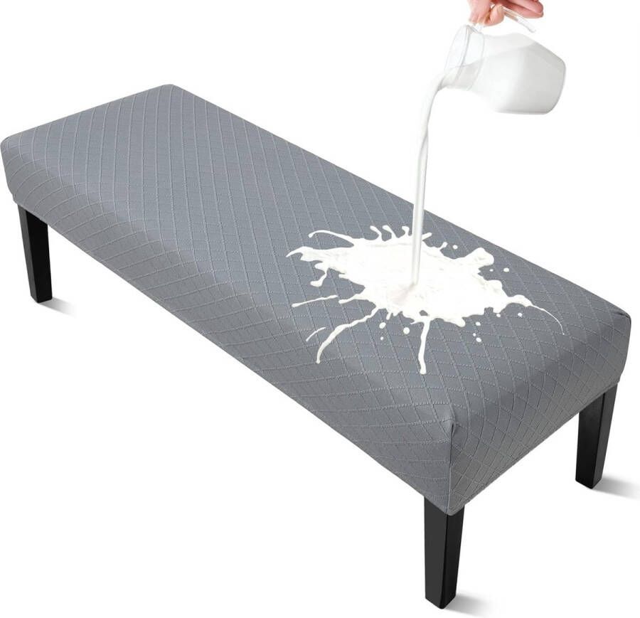 Universele hoes voor eetkamerbank elastische waterdichte stretch stoelhoezen jacquard eetkamerbankhoes voor eetkamer afneembare hoes voor eetkamerstoel eetkamer (mat lichtgrijs)