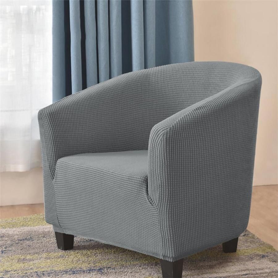 Universele Hoes voor Kuipstoel Effen Kleur Jacquard Wasbaar en Stretch Meubelbeschermer voor Woonkamer en Kantoor