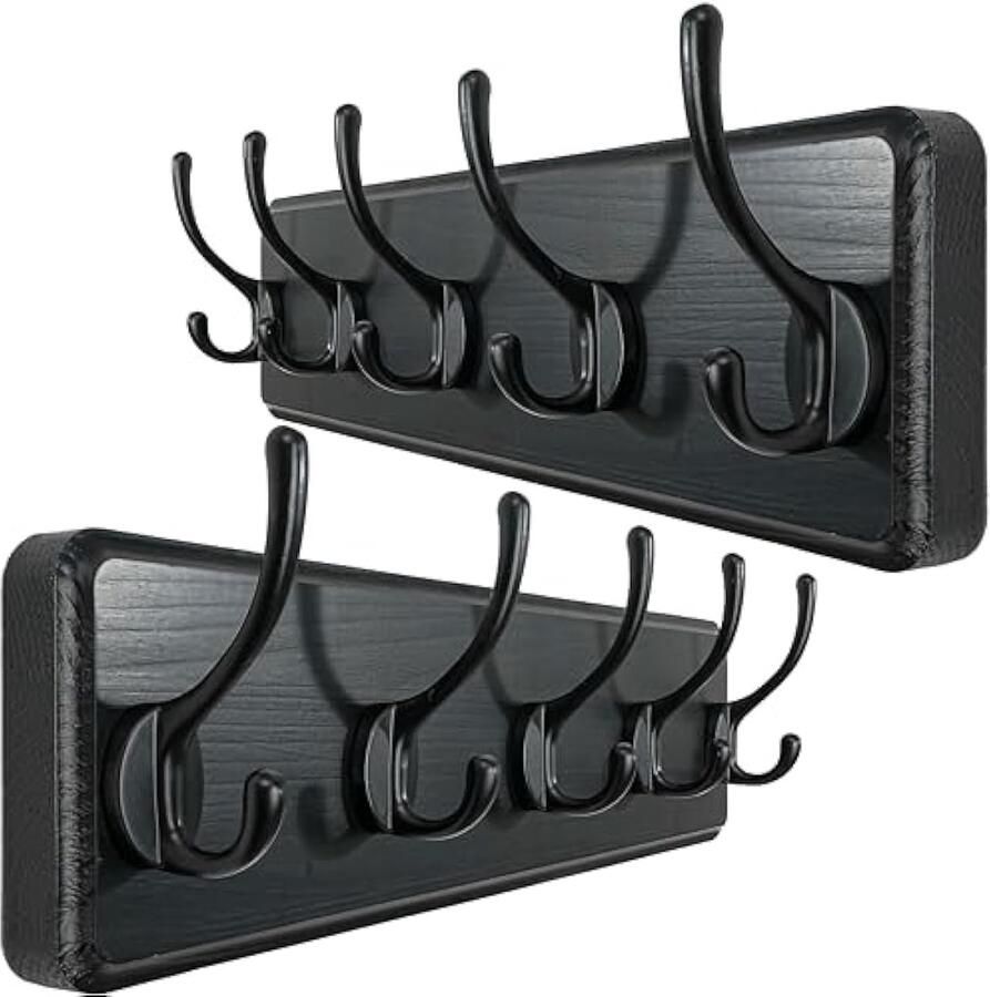 Universele kapstok wandkapstok met 5 haken met uitschuifbaar met wieltjes voor jassen – zwart
