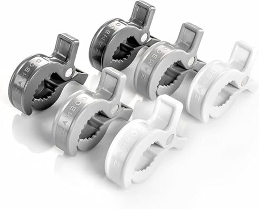 Universele Kinderwagen Klemmen 6 Stuks Handige Clips voor Hydrofiele doeken en Speelgoed Geschikt voor Kinderwagens Buggy's en Autostoelen Ideale Kinderwagen Accessoire Grijs Wit