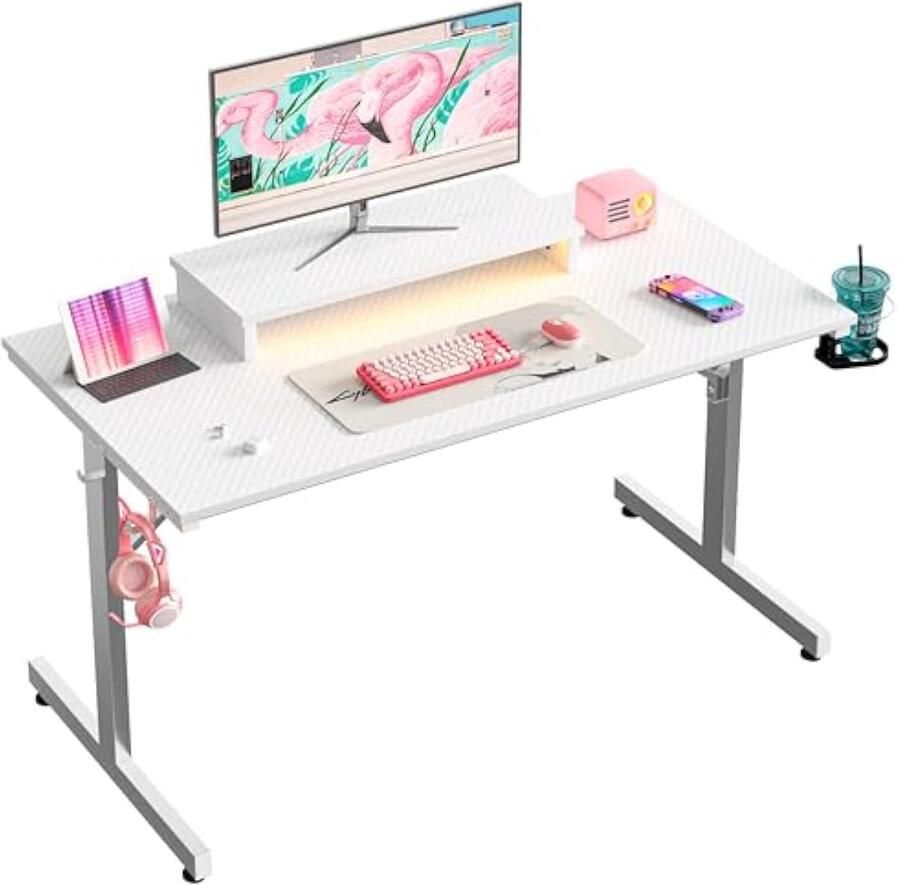 Universele klein bureau met stopcontacten met modern design draaibaar – wit