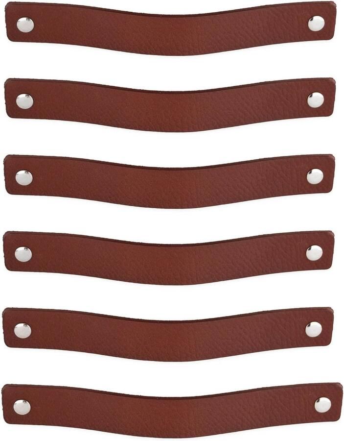Leren handgrepen voor meubels Cognac 6 stuks Kastgreep Deurgreep voor keuken en badkamer 20 x 2 5 cm