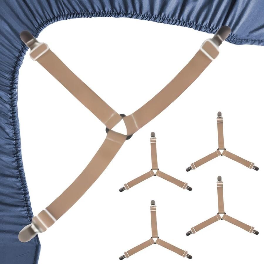 Universele Lakenspanners 4 stuks lakens riemen lakens houder riemen hoeslaken bewaarders laken houders bevestigingsmiddelen voor full size bed verstelbare vellen clips elastische bevestigingsmiddelen houders voor hoeken