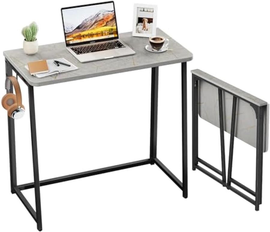 Universele opvouwbaar bureau 80cm klein met opvouwbaar voor kleine Mini Computertafel Gamingtafel Schrijfwerkstation – grijs