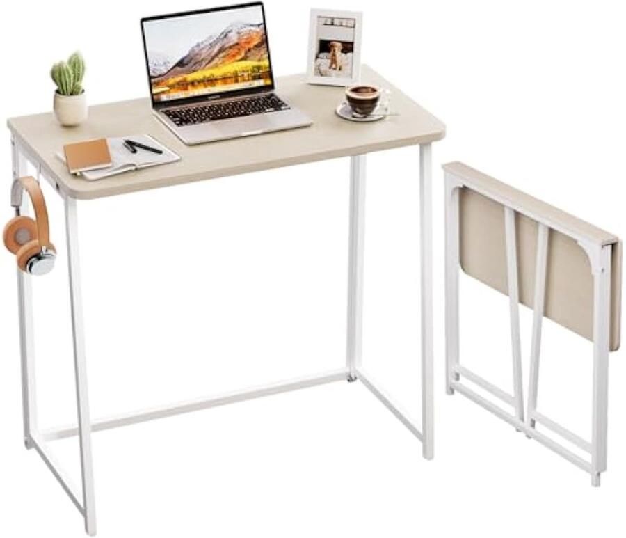 Universele opvouwbaar bureau 80cm klein met opvouwbaar voor kleine Mini Computertafel Gamingtafel Schrijfwerkstation – beige