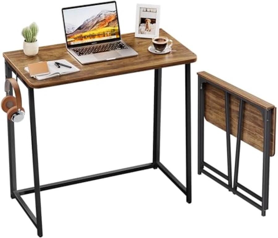 Universele opvouwbaar bureau 80cm klein met opvouwbaar voor kleine Mini Computertafel Gamingtafel Schrijfwerkstation – bruin