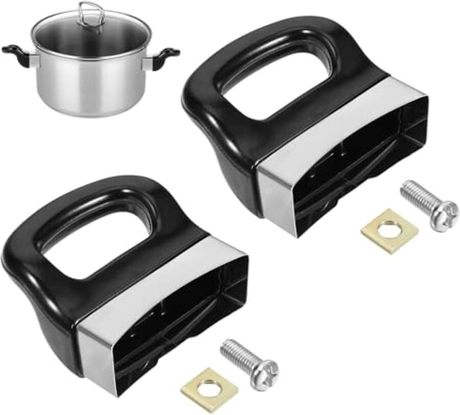 Universele Pannengrepen Vervangende Metalen Handgreep voor Kookgerei 2 Stuks Zwart