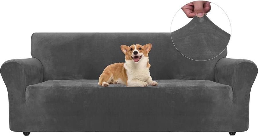 Universele Rekbare Bankhoes 3 Zits Krasbestendige en Antislip Sofahoes in Grijs