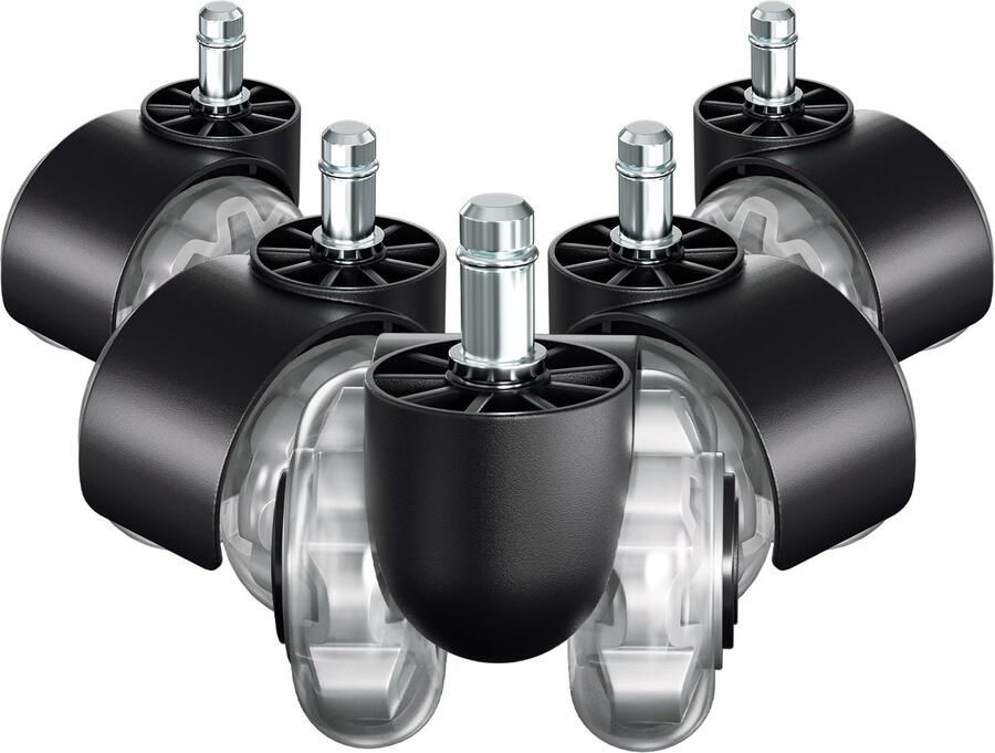 Bureaustoel Wieltjes 360 graden transparante zwenkwielen -Bureaustoelwielen krasvrij Slijtvast Bescherming tegen krassen -voor bureaustoel en zachte vloer tapijttegels 10 Stuks 11x22 mm