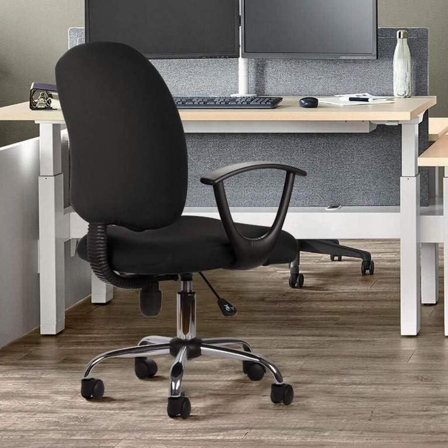 Universele Split Bureaustoelhoes Elastische Afneembare Stoelhoes Wasbare Stoelhoes Bureaustoelen Computer Stoel Draaistoel Zwart 1 Stks