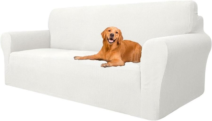 Universele Stretch Bankhoes 3 Zits Elastische Sofahoes voor Krasbestendige Bescherming in Wit