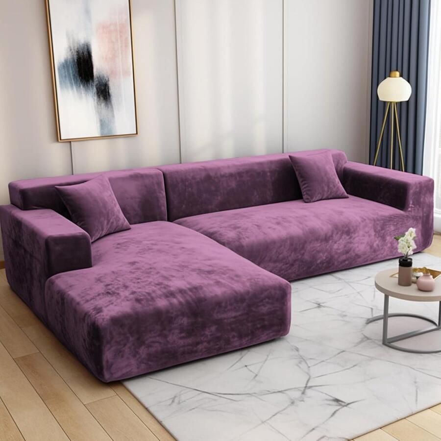 Luvetrex Universele Stretch Hoes voor Hoekbanken en Rechte Banken 1 2 3 4-Zits Paars