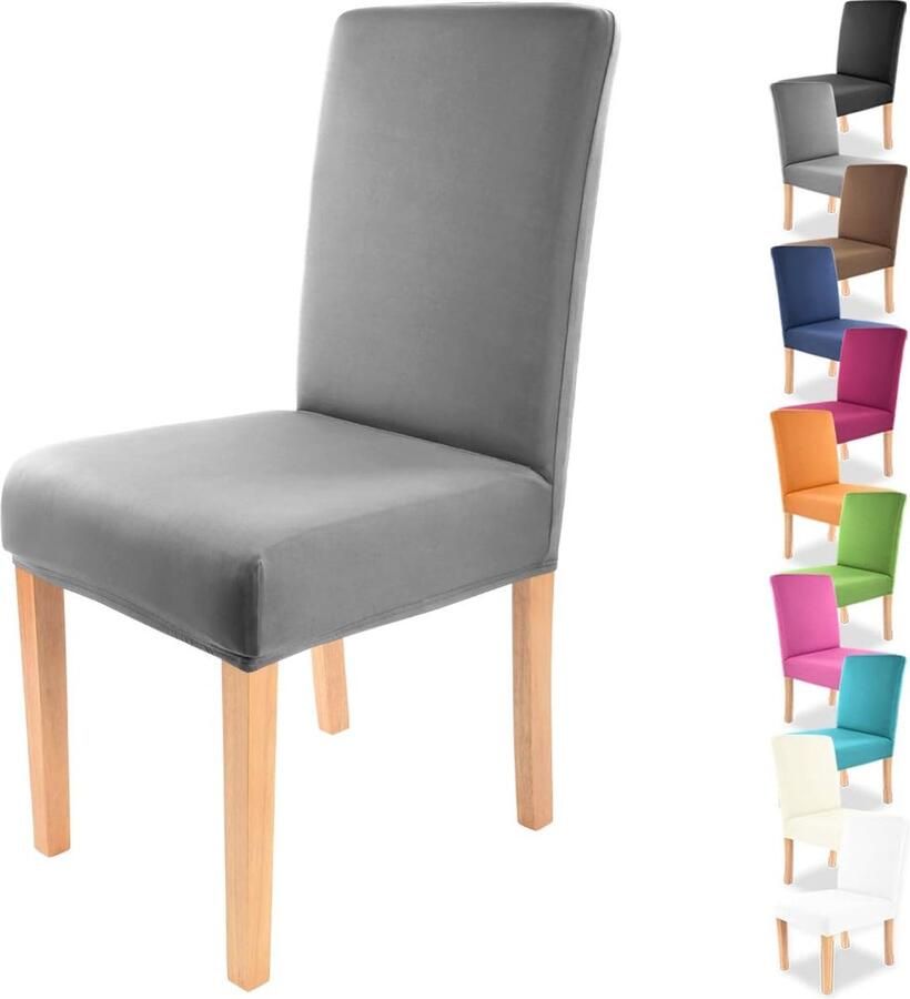 Universele Stretch Stoelhoes voor Ronde en Hoekige Rugleuningen Bi-Elastische Pasvorm Öko-Tex Standard 100 Keurmerk Antraciet - Foto 2