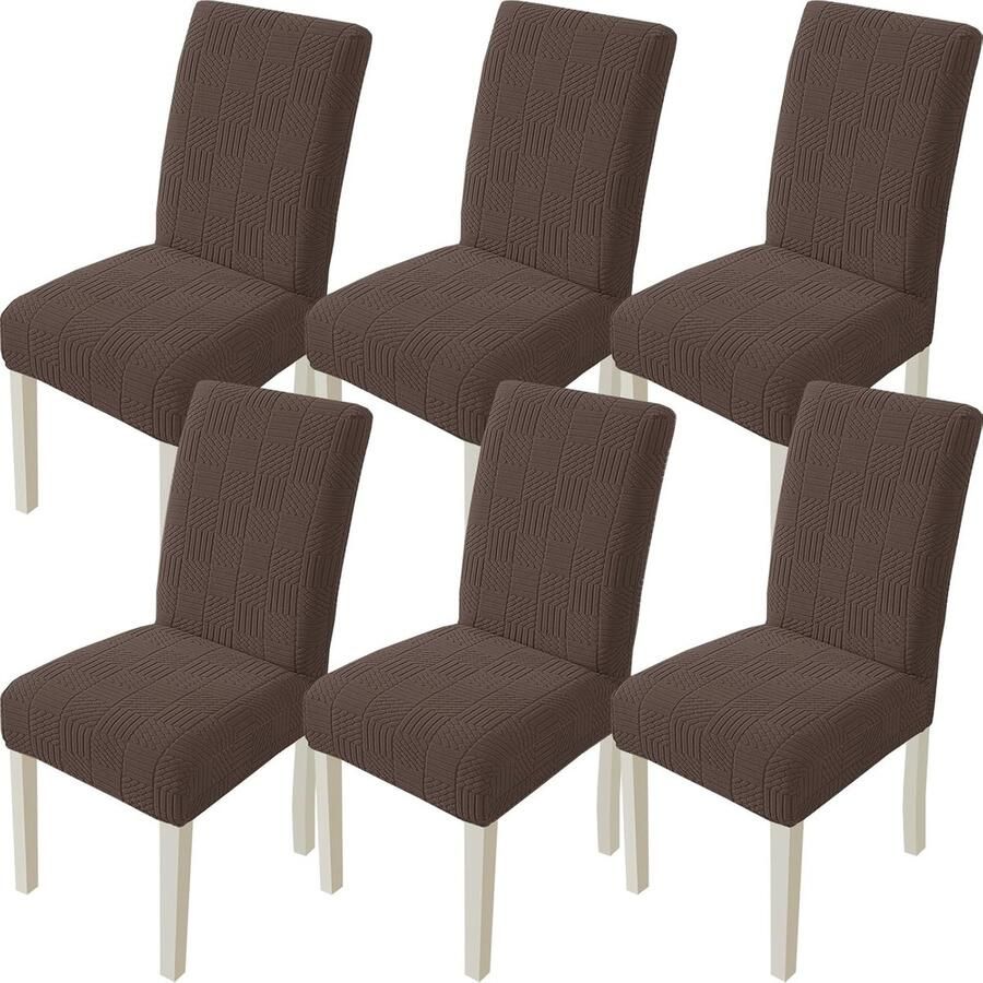 Universele Stretch Stoelhoezen 6 Stuks Verwijderbare en Wasbare Kussenovertrekken Voor Eetkamerstoelen