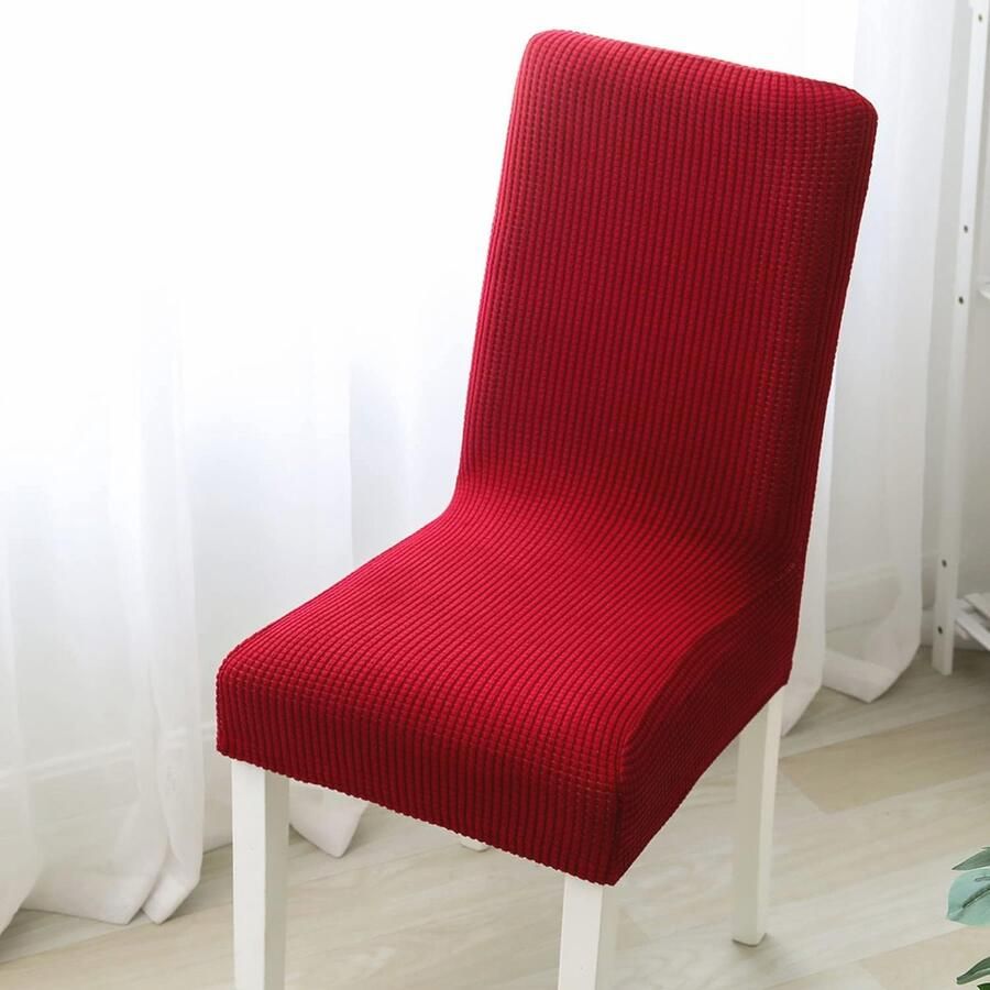Universele stretch stoelhoezen afneembare en wasbare beschermhoezen voor kantoor en eetkamer 6 stuks rood