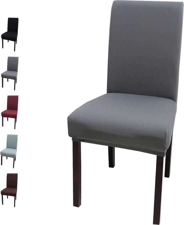 Universele stretch stoelhoezen Beschermhoezen voor eetkamer Set van 4 Grijs