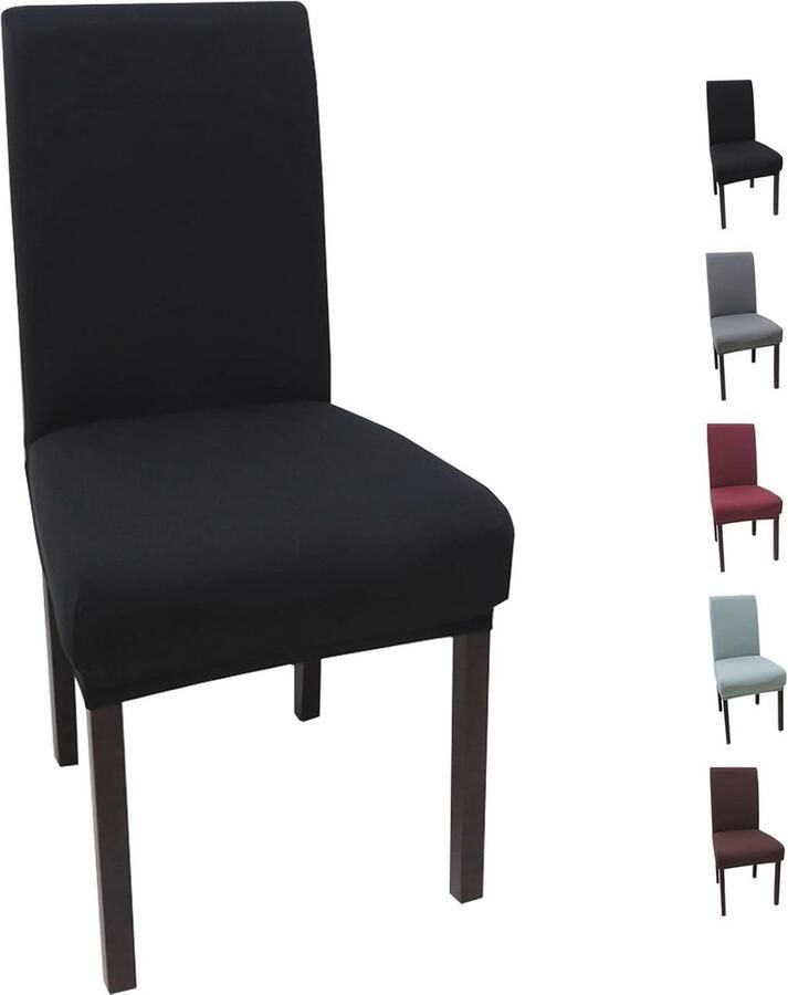 Universele Stretch Stoelhoezen Set van 4 Elastische Beschermhoezen voor Eetkamer en Feesten (Zwart)