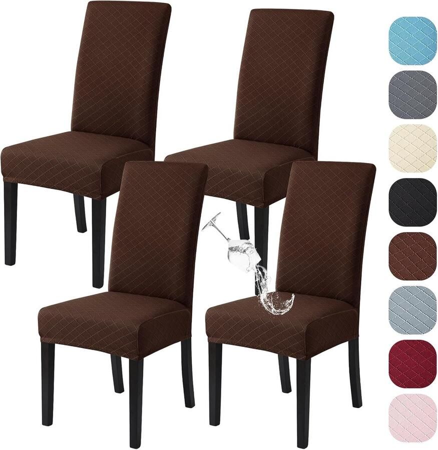 Universele stretch stoelhoezen set van 4 Modern jacquard ontwerp waterdicht en elastisch voor eetkamerstoelen en bruiloften
