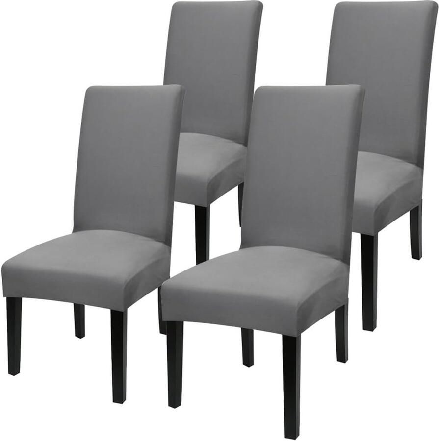 Universele stretch stoelhoezen voor eetkamerstoelen Donkergrijs Set van 4 of 6