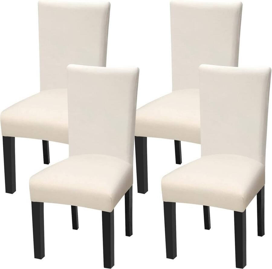 Universele Stretch Stoelhoezen voor Eetkamerstoelen Set van 4 en 6 in Puur Beige