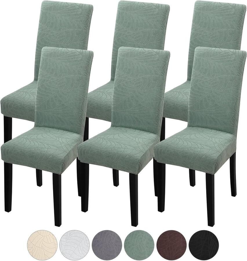 Universele Stretch Stoelhoezen voor Eetkamerstoelen Set van 6 Moderne Jacquard Motief Afneembaar en Wasbaar Voor Elke Stoel