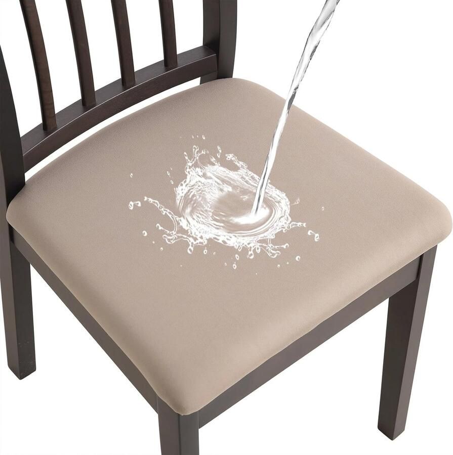 Universele stretch zitkussenhoes Waterdichte en afneembare stoelhoezen voor eetkamerstoel kantoor en woonkamer (6 kaki)