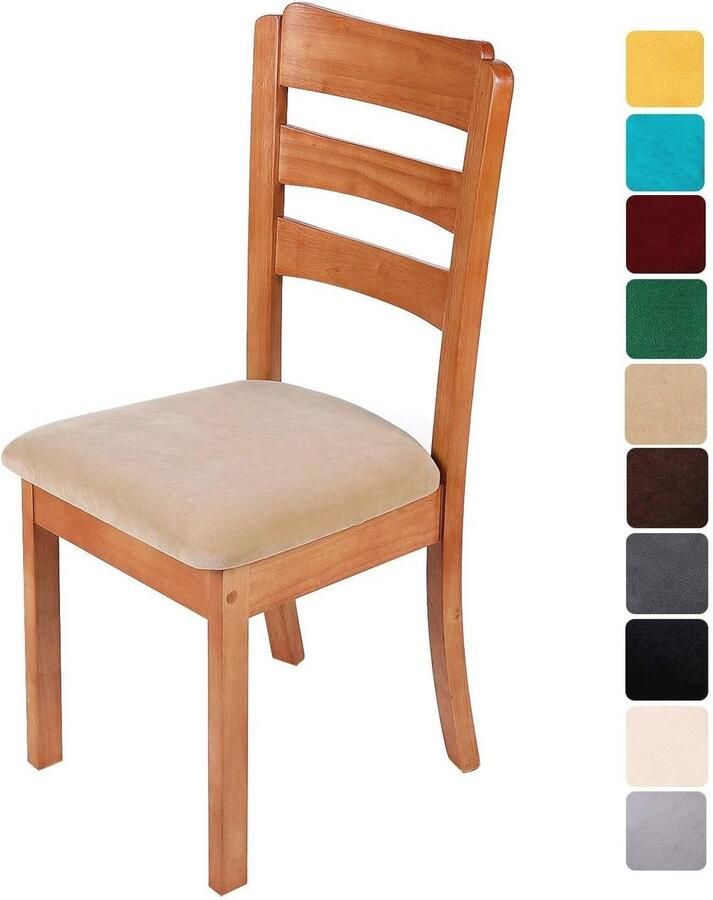 Universele Wasbare Stoelhoes voor Eetkamerstoel 4 Stuks in Crème Eenvoudig te Reinigen en Duurzaam