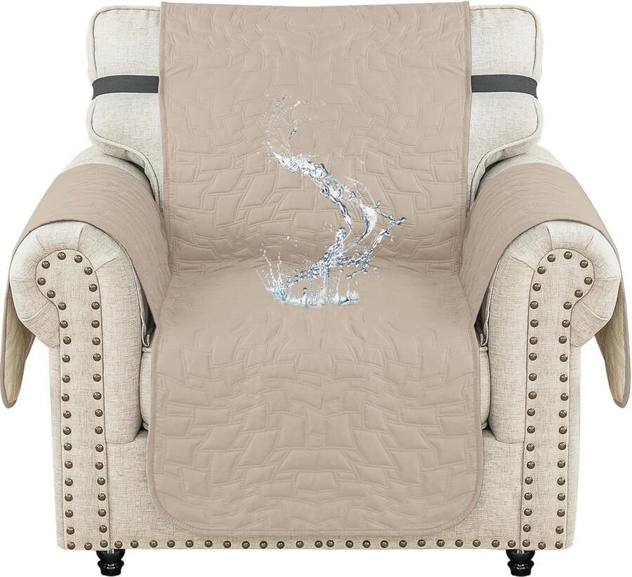 Universele Waterdichte Bankhoes voor Fauteuils Krasbestendige en Antislip Sofa Cover in Beige