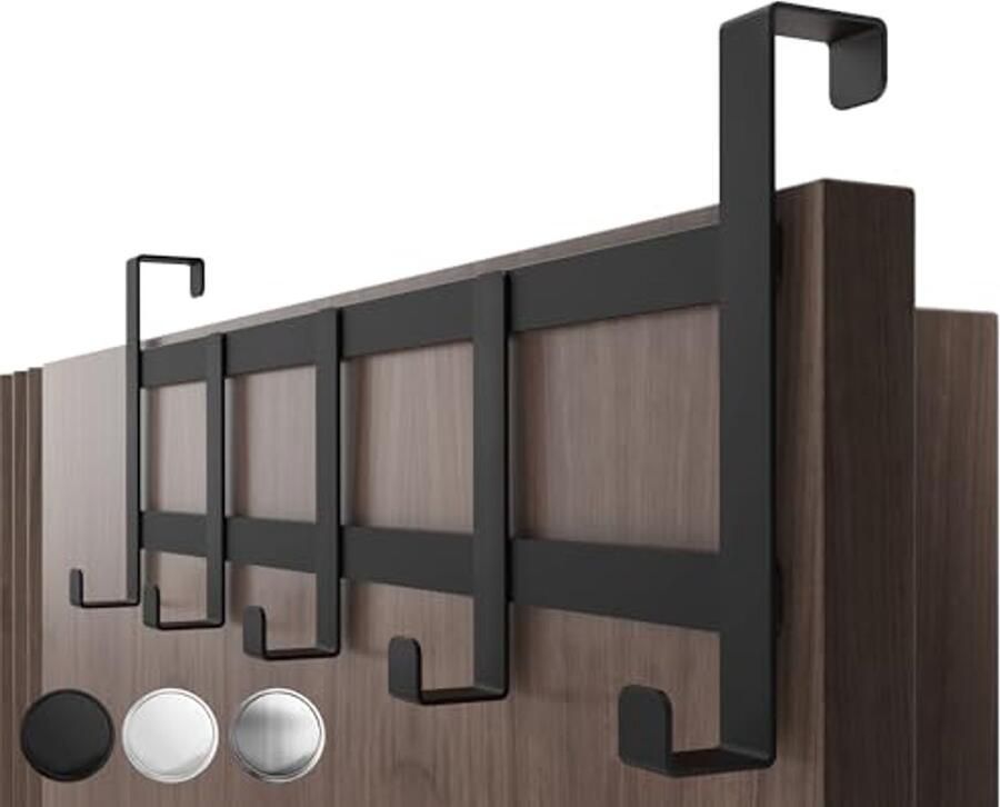 Universele zwarte deurhaak 4smile deurkapstok voor Duitse deuren met sterke haken en eenvoudige montage