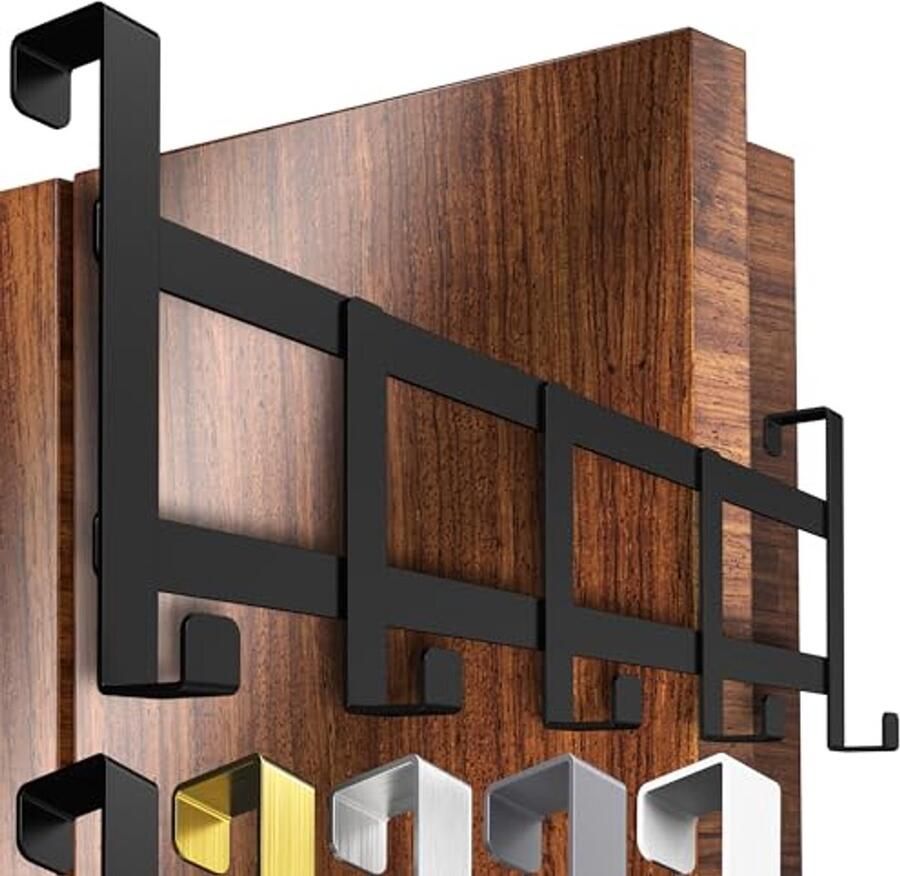 Universele Zwarte Deurkapstok Flexibele Ruimtebesparende Haken voor Kleding