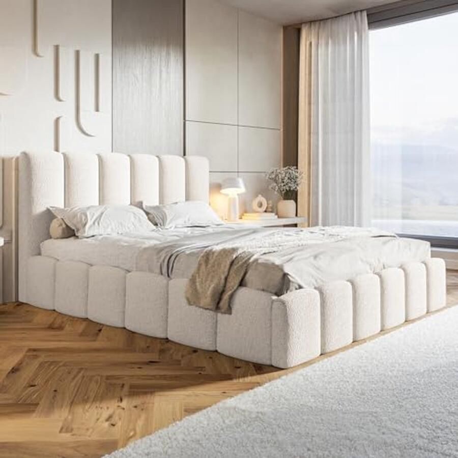 Upholstered Bubble Bed 120x200 with Storage and Slatted Base