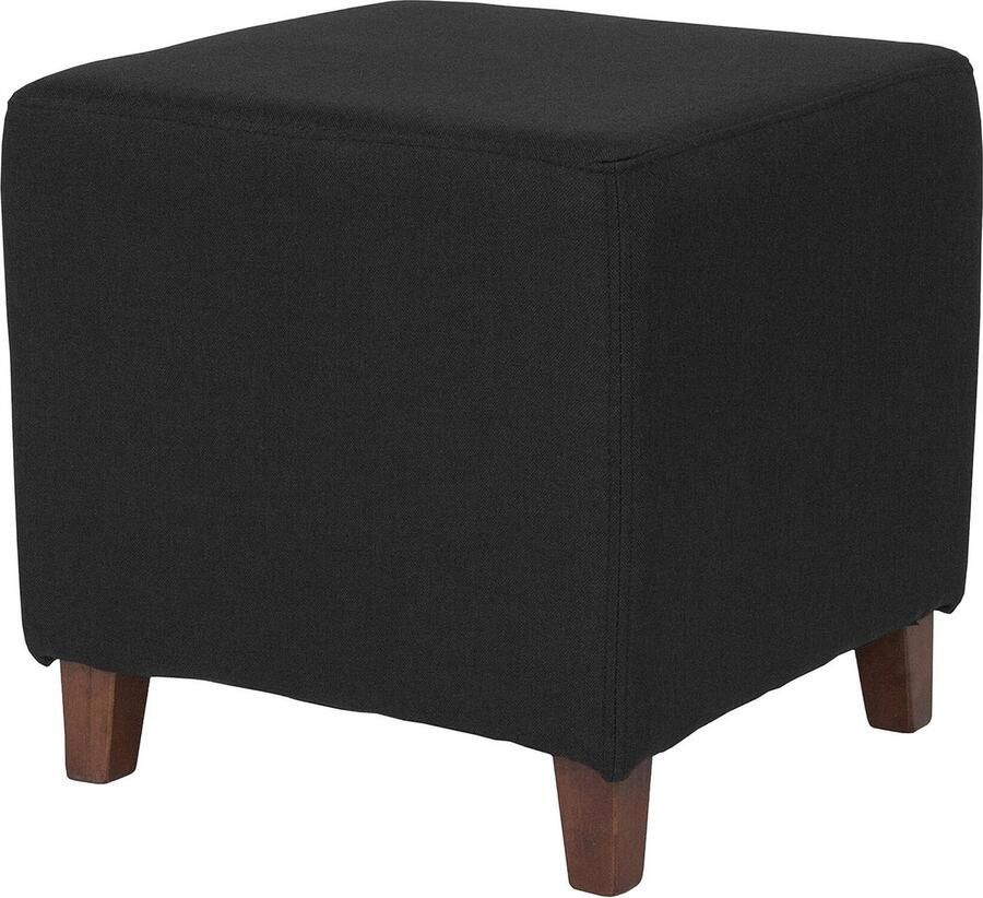 Upholstered Ottoman Pouf in beige Fabric-P modern 16.5'D x 16.5'W x 16'H Zwarte stof Ascalon Ottoman-Pouf met comfortabele zitting