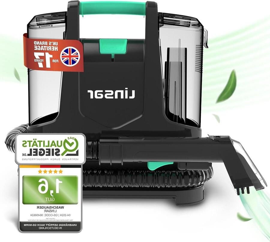 Upholstery Cleaner Device Spray Scrub and Suction Wet and Dry Vacuum Cleaner for Stairs Upholstery and Carpets Car Seat Cleaner 3.3m Cable 2 Attachments 400 Watt Powerful Cleaning Action meubelreiniger