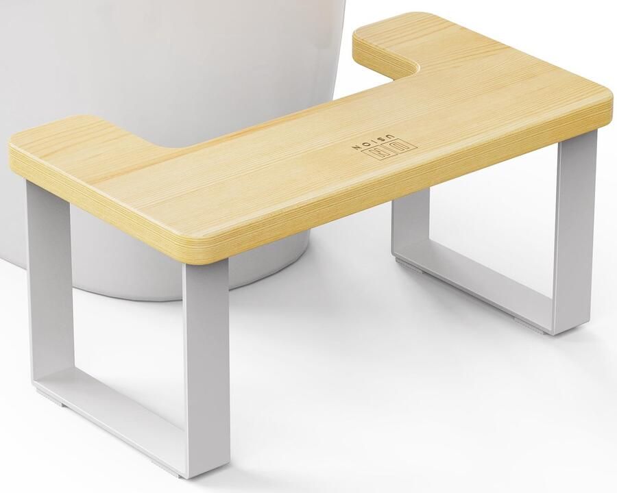 USION Toiletkruk voor volwassenen 7 inch houten toiletkruk antislip toiletkruk voetenbankje hurkend toiletpotje toiletkruk poepkrukje badkamerkrukje voor volwassenen en kinderen (wit)