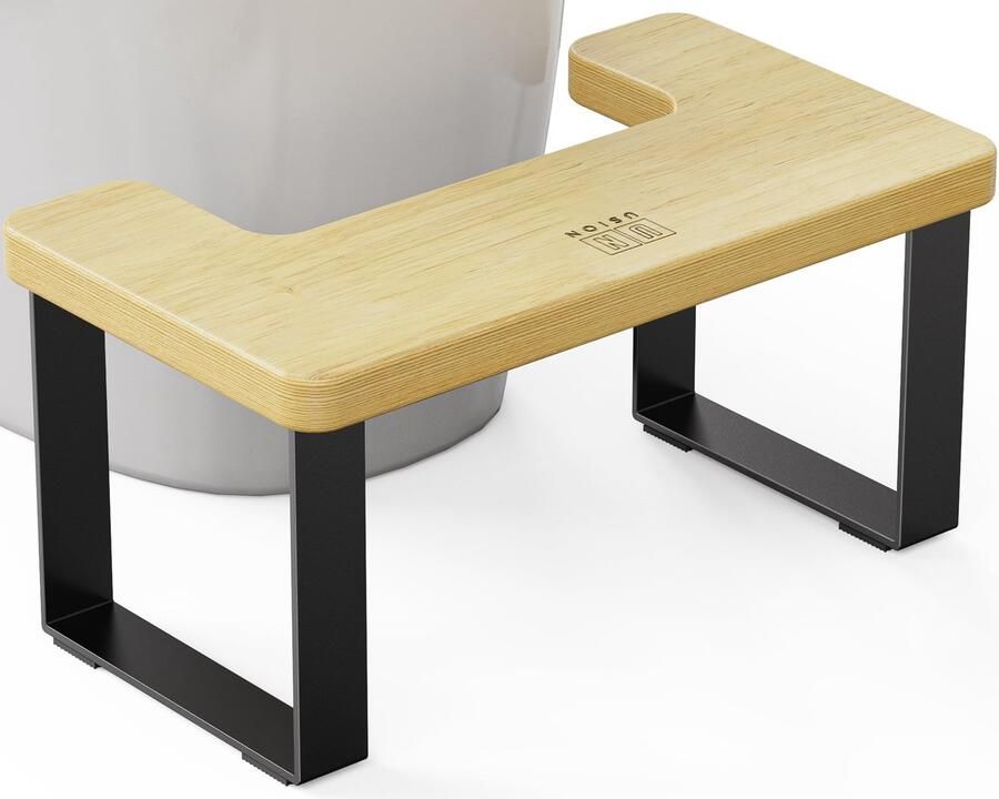 USION Toiletkruk voor volwassenen 7 inch houten toiletkruk antislip toiletkruk voetenbankje hurkend toiletpotje toiletkruk poepkrukje badkamerkrukje voor volwassenen en kinderen (zwart)