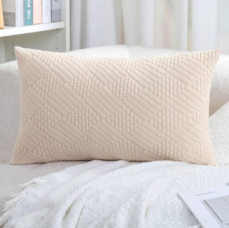 Furnibella -luwelen Kussenhoes 50x70 cm – Mosterdgeel – Zachte Sierkussenhoes met Ritssluiting – Luxe Decor voor Sofa Bed of Woonkamer – 1 Stuk