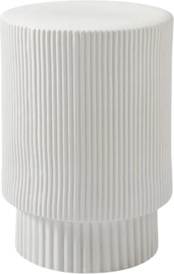 V&M Design Bijzettafel Binnen en Buiten Nachtkastje Ø35 x 45 Wit