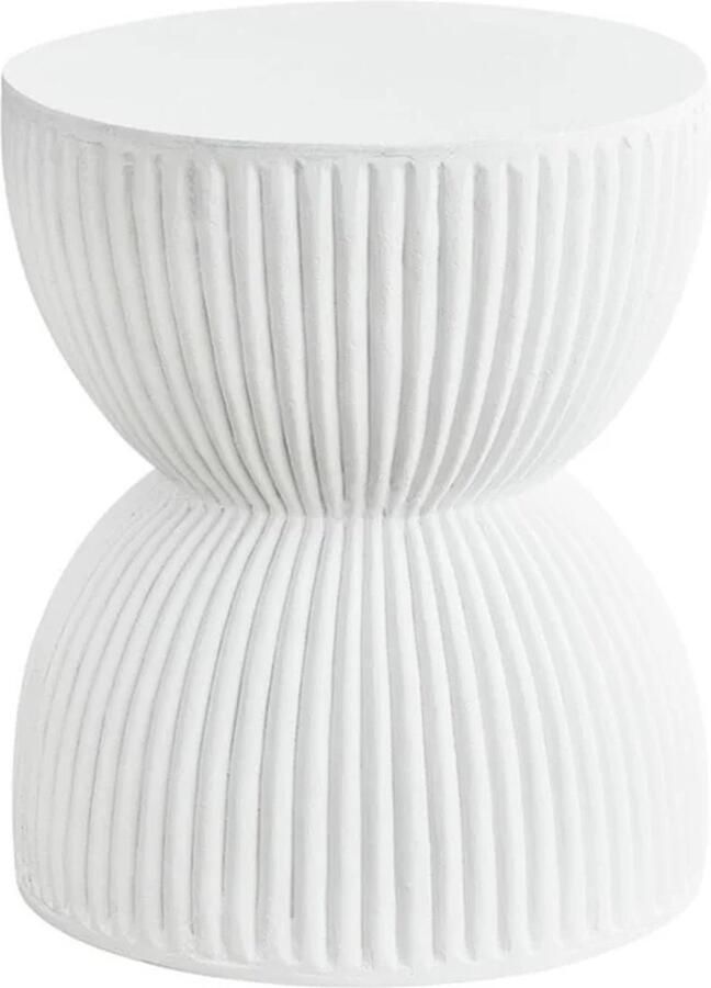 V&M Design Bijzettafel Binnen en Buiten Nachtkastje Ø37 x 43 Wit