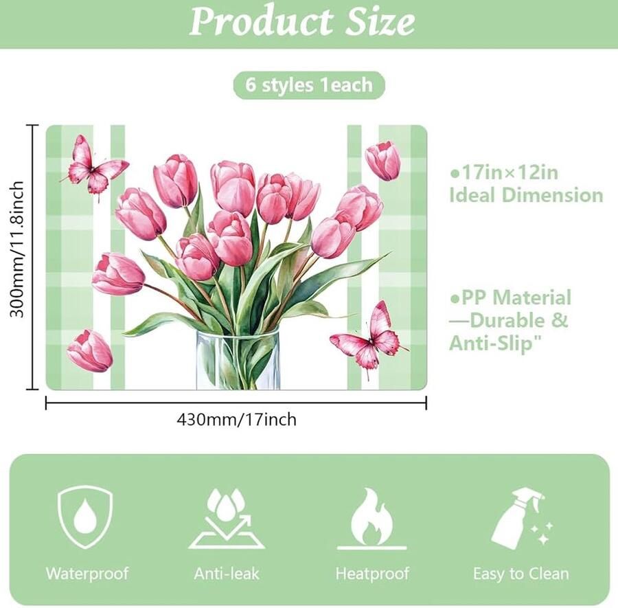 Vaas Bloemen Placemats voor Eettafel Polypropylen Vaas Bloemen