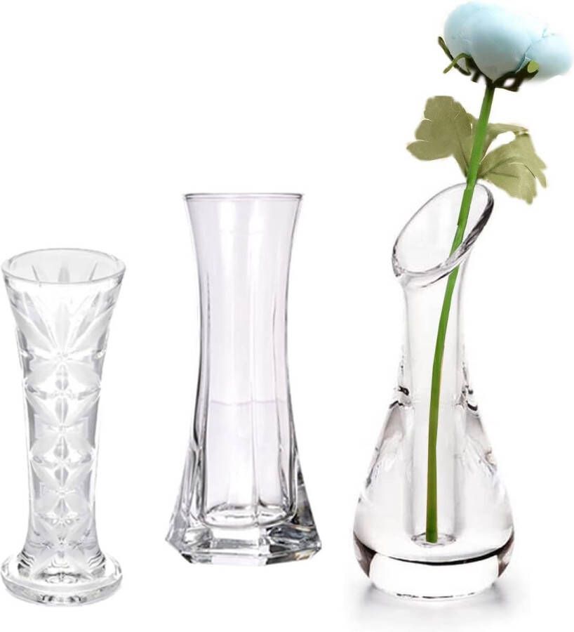 Vaas van transparante kunststof met knopen acryl 3 stuks set moderne individuele roos kleine vazen bloemen kristal schattig goedkoop bruiloft huis eettafel decoratie